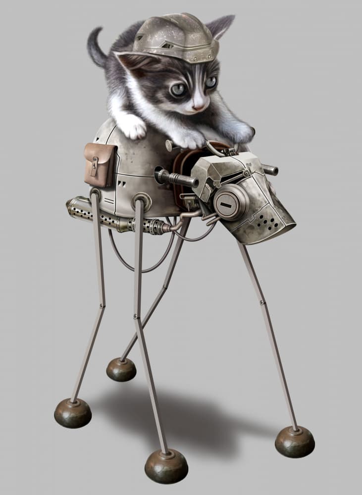 Kitten Robot Rider by Adam Lawless — canvas wall art