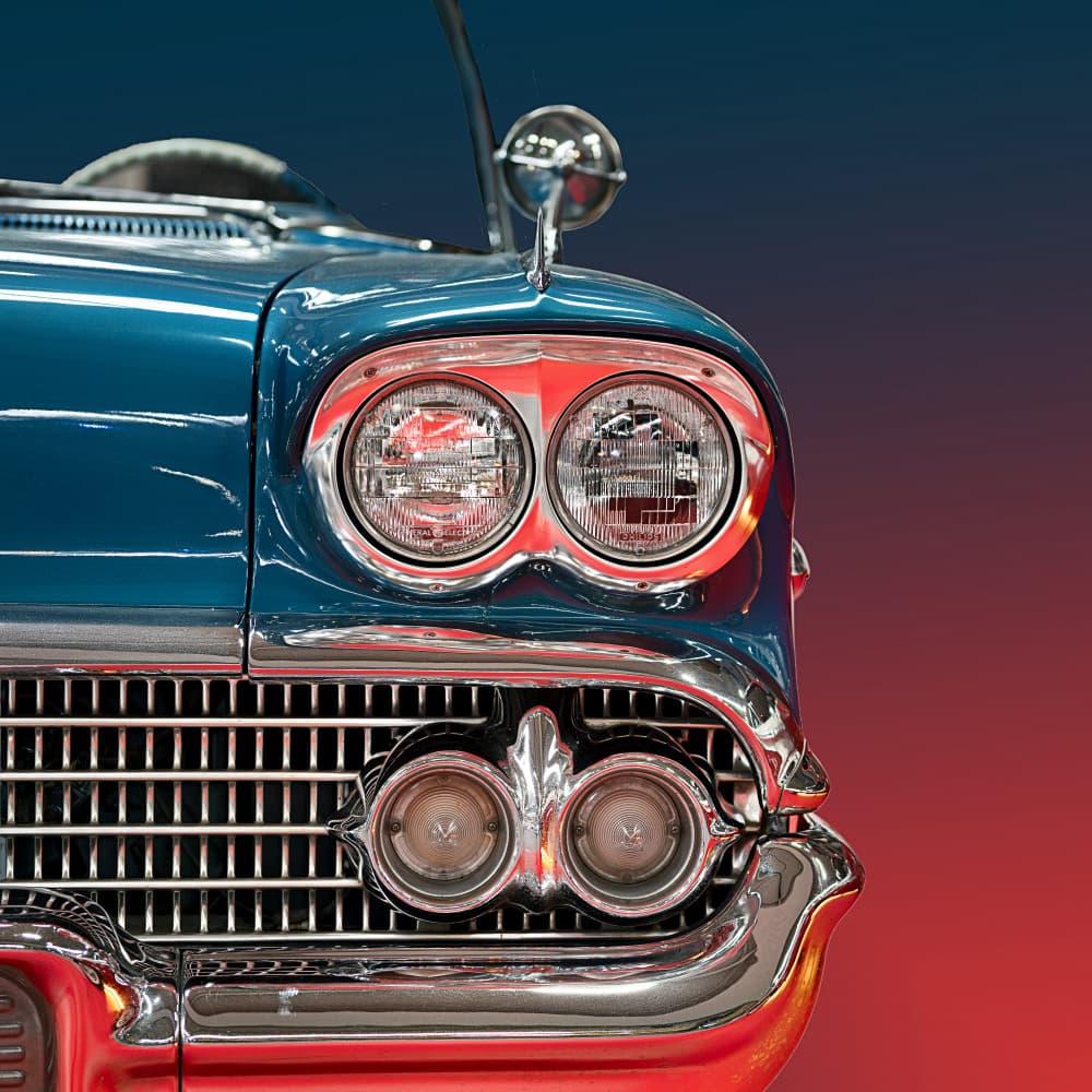 Classic Teal Car Front by Roland Weber — canvas wall art
