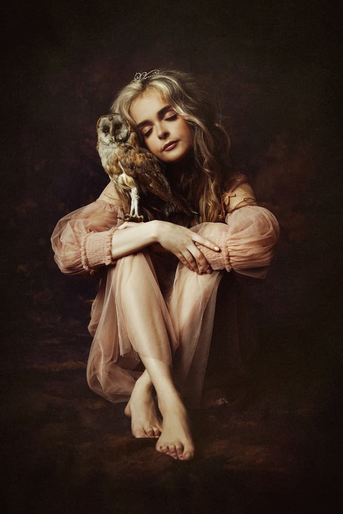 Ethereal Woman and Owl by Ruslan Bolgov — canvas wall art