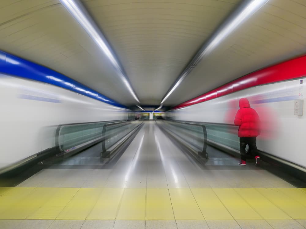Metro Tunnel Blur by Adolfo Urrutia — canvas wall art