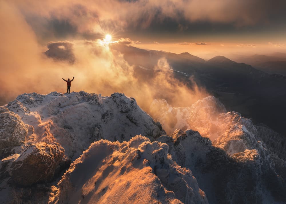 Triumphant Mountain Sunset by Karol Nienartowicz — canvas wall art