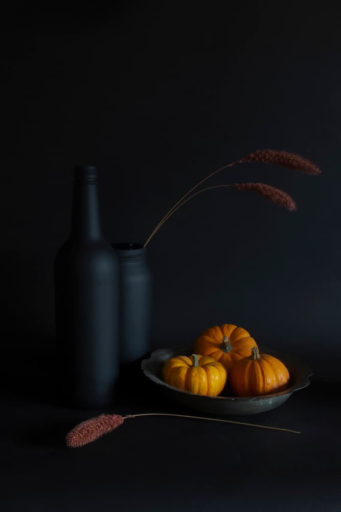 Moody Autumn Pumpkins by Cicek Kiral — canvas wall art