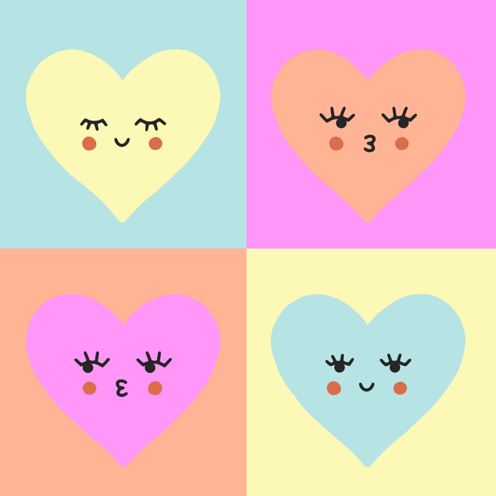 Happy Cute Hearts by Treechild — canvas wall art