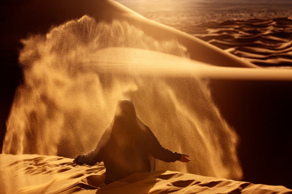 Golden Desert Flow by Gina Buliga — canvas wall art
