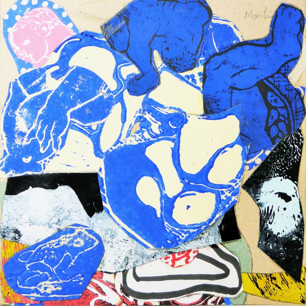 Blue Abstract Collage by Pascal Marlin — canvas wall art