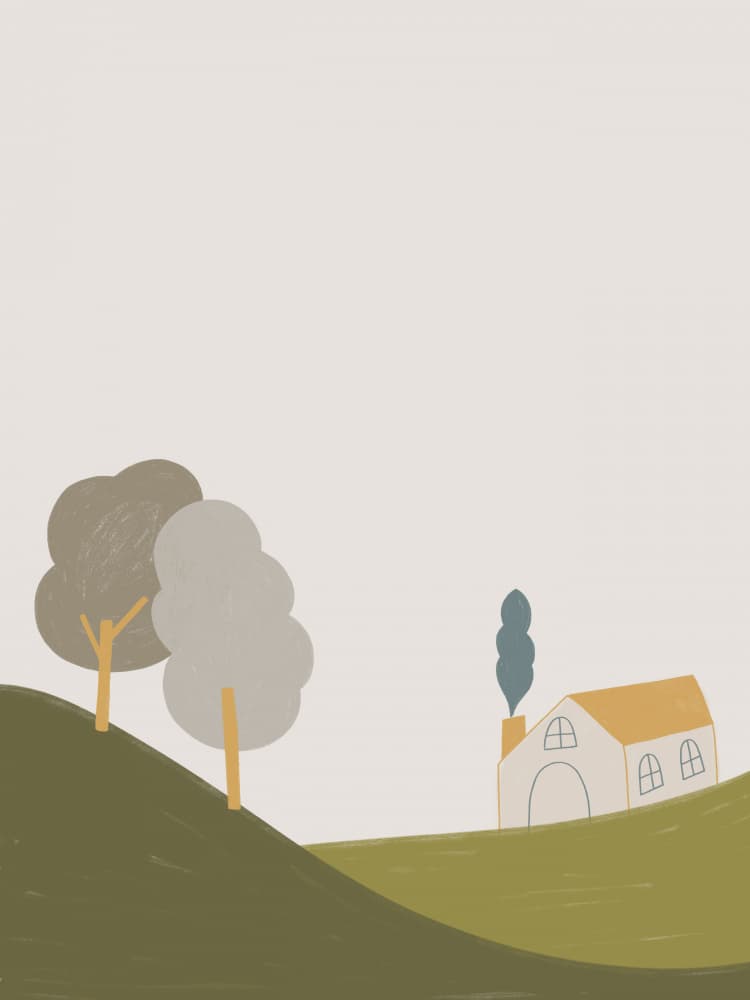 Cozy Hillside Home by Menina Lisboa — canvas wall art