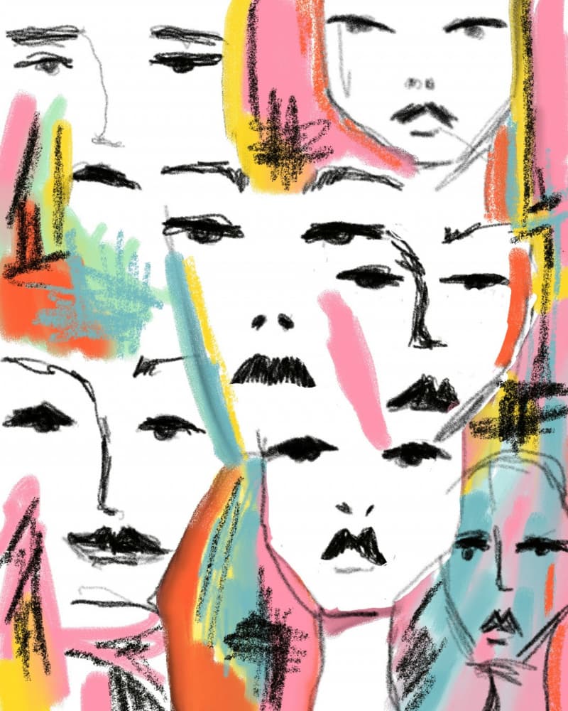Modern Moustache Faces by Sanna Jarlelind — canvas wall art