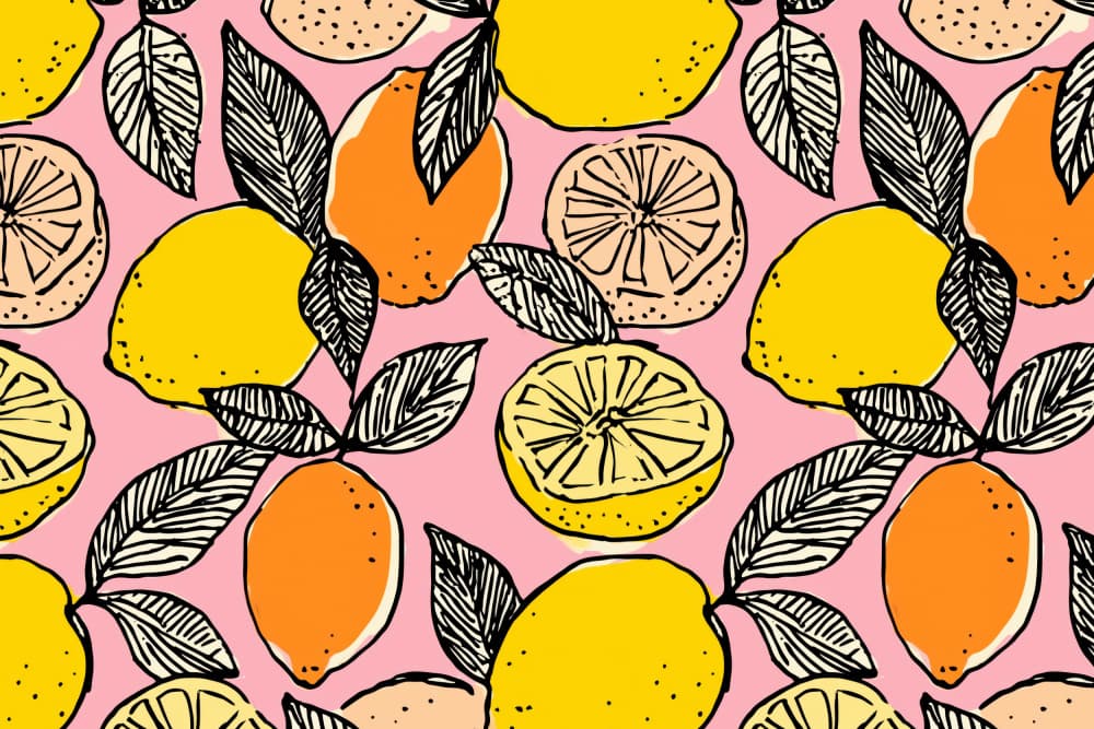 Bright Pink Citrus Pattern by Treechild — canvas wall art