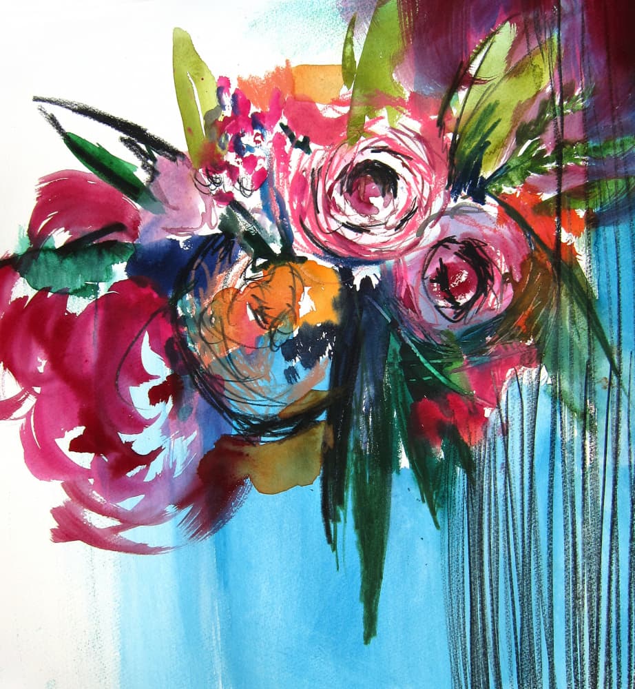 Vibrant Abstract Flowers by Christine Lindstrom — canvas wall art