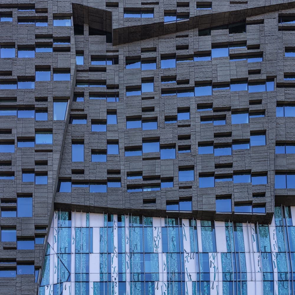 Geometric Blue Facade by Theo Luycx — canvas wall art