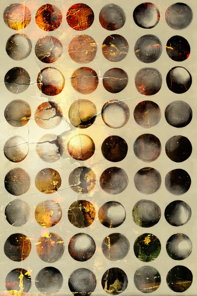Distressed Metallic Spheres by Rafal Kulik — canvas wall art