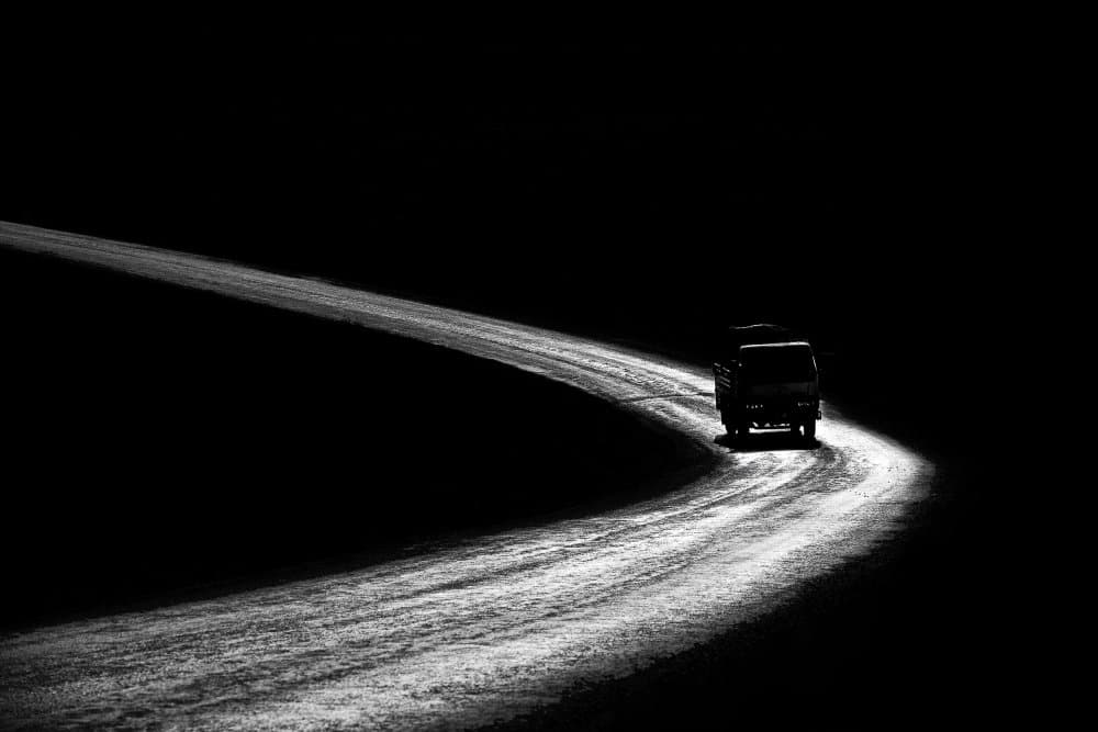 Winding Night Road by durmusceylan — canvas wall art