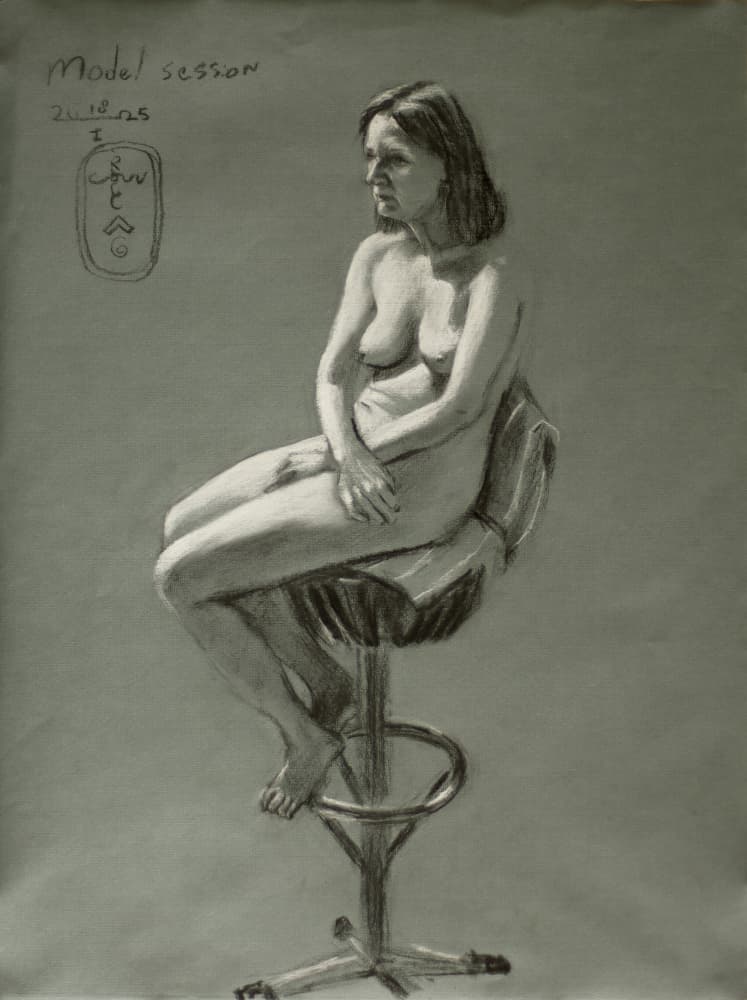 Charcoal Nude Study by Corné Akkers — canvas wall art