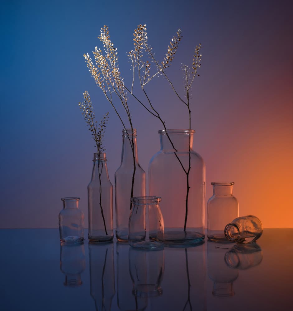 Serene Glass Still Life by Margareth Perfoncio — canvas wall art
