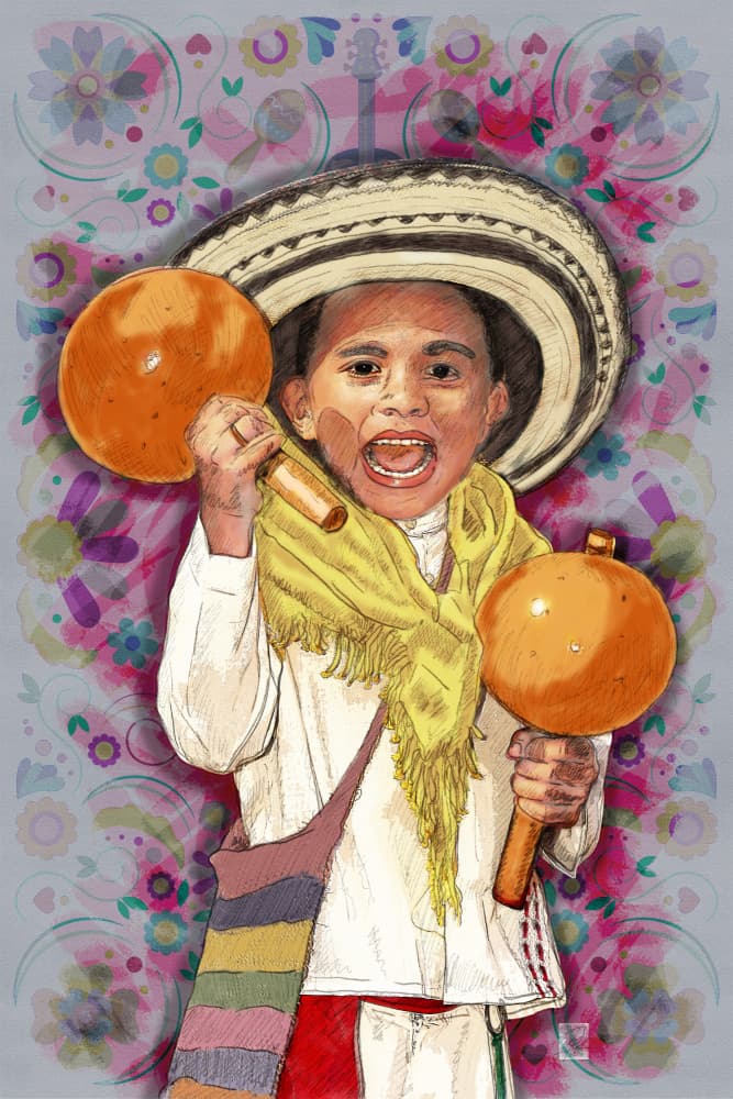 Joyful Boy Playing Maracas by Osvaldo Russo — canvas wall art