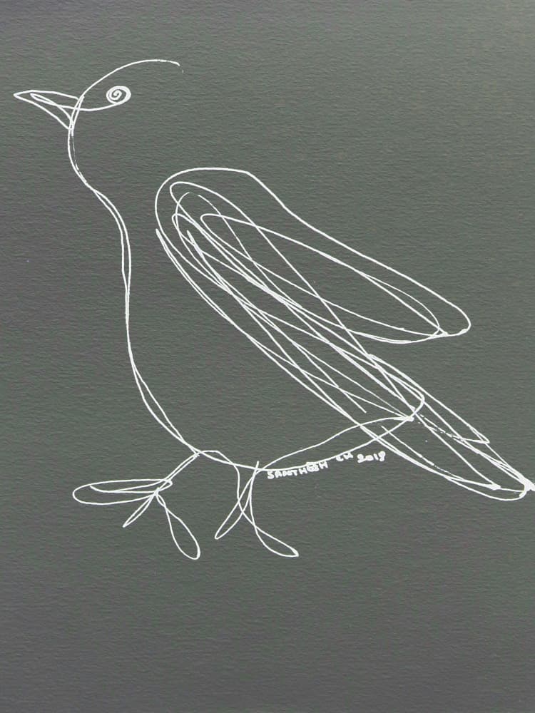 White Bird Sketch by Santhosh ch — canvas wall art