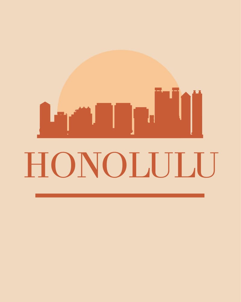 Honolulu Skyline Sun by Emiliano Deificus — canvas wall art