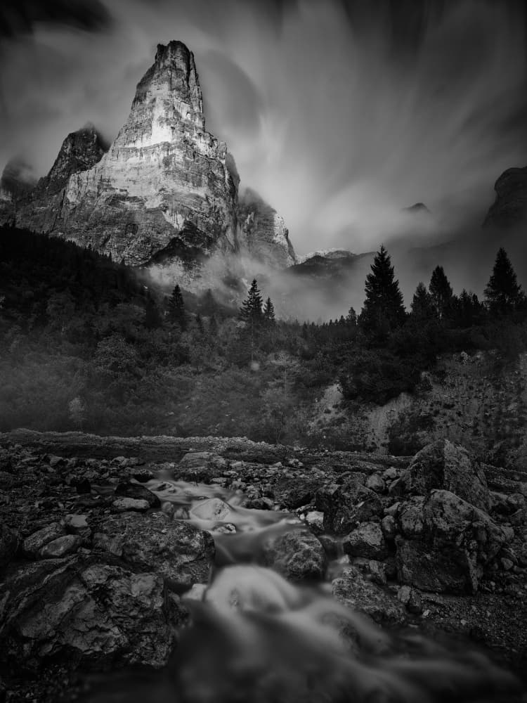 Misty Mountain River by Radek Pohnan — canvas wall art