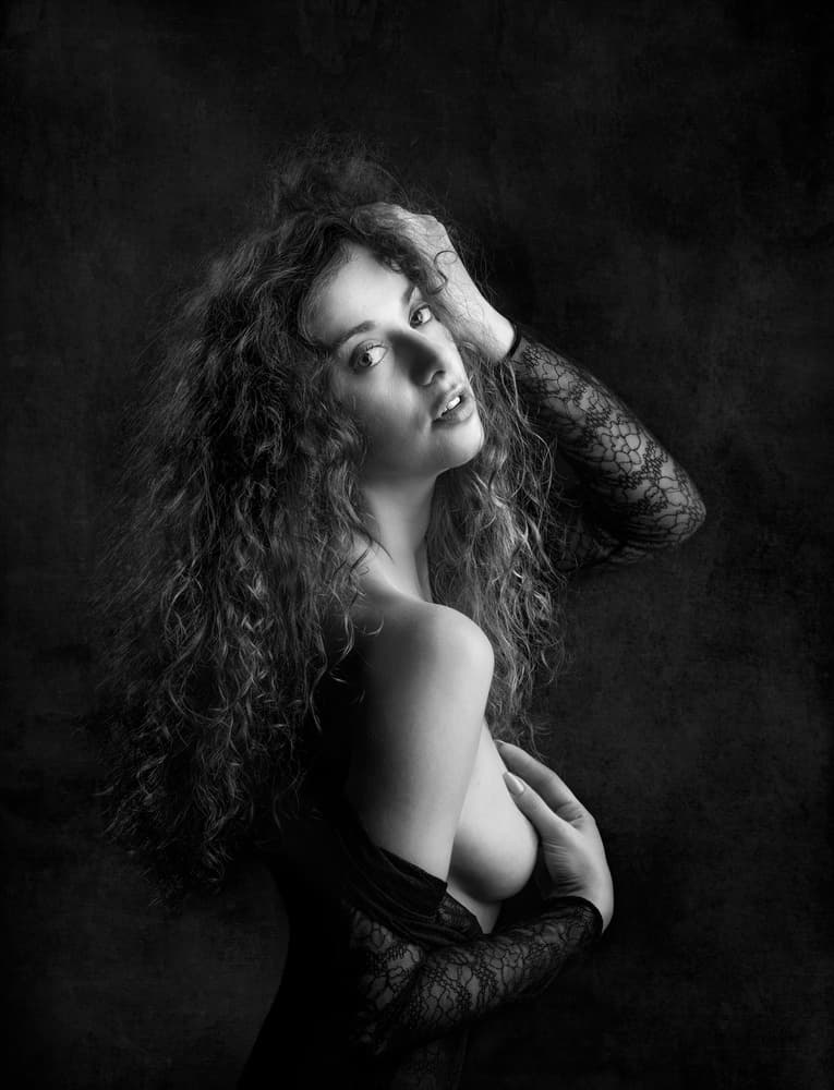 Sensual Gaze in Lace by Luc Stalmans — canvas wall art