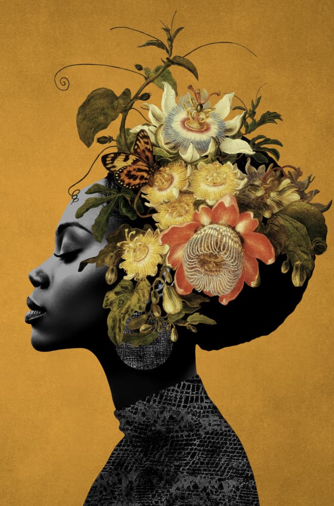 Serene Floral Portrait by Marja van den Hurk — canvas wall art