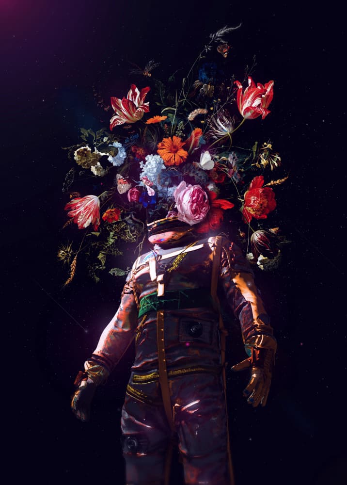 Cosmic Garden Astronaut by Nicebleed — canvas wall art