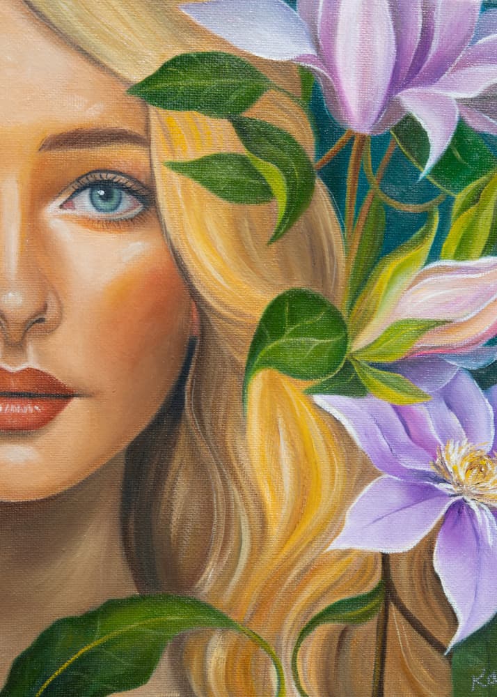 Blonde Floral Portrait by Kay Shanley — canvas wall art
