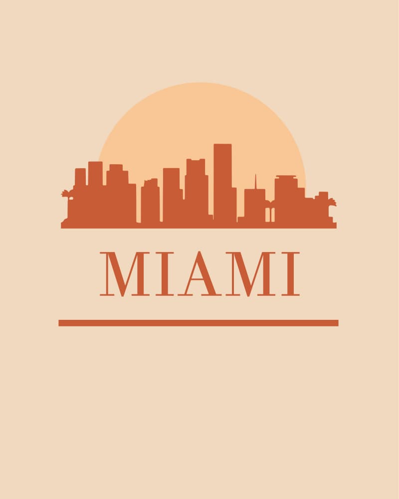 Miami Sunset Skyline by Emiliano Deificus — canvas wall art