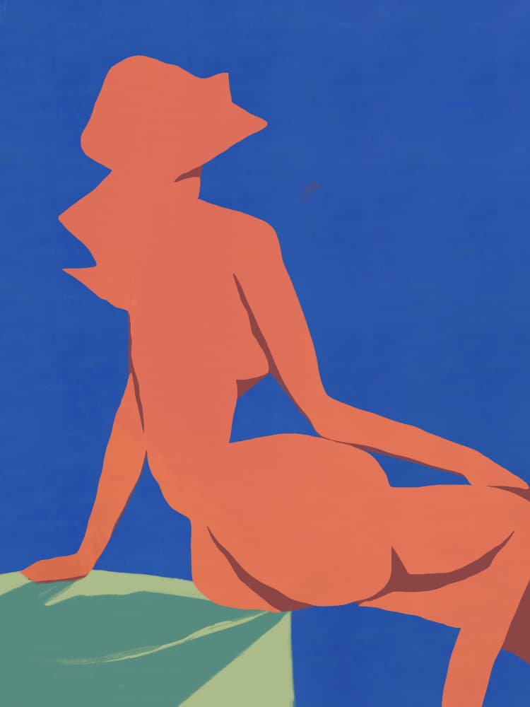 Nude Woman In Hat by Little Dean — canvas wall art