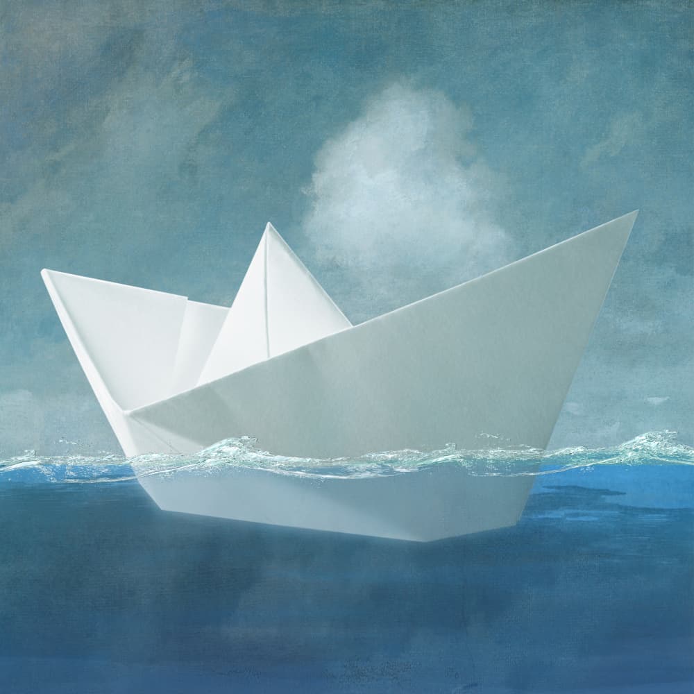 Dreamy Paper Boat by Marja van den Hurk — canvas wall art