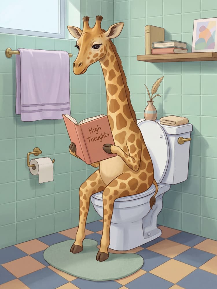 Giraffe Reading High Thoughts by Andreas Magnusson — canvas wall art