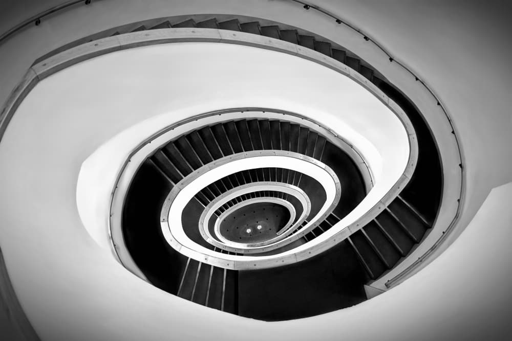 Geometric Spiral Staircase by MingLun Tsai (蔡明倫) — canvas wall art