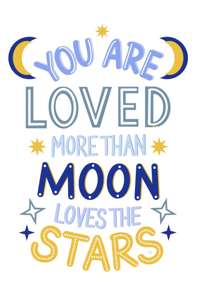 Loved More Than Moon by Martina — canvas wall art