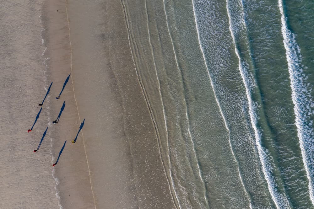 Beach Walk Long Shadows by Adrian Popan — canvas wall art