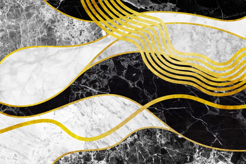 Golden Marble Waves by amini54 — canvas wall art