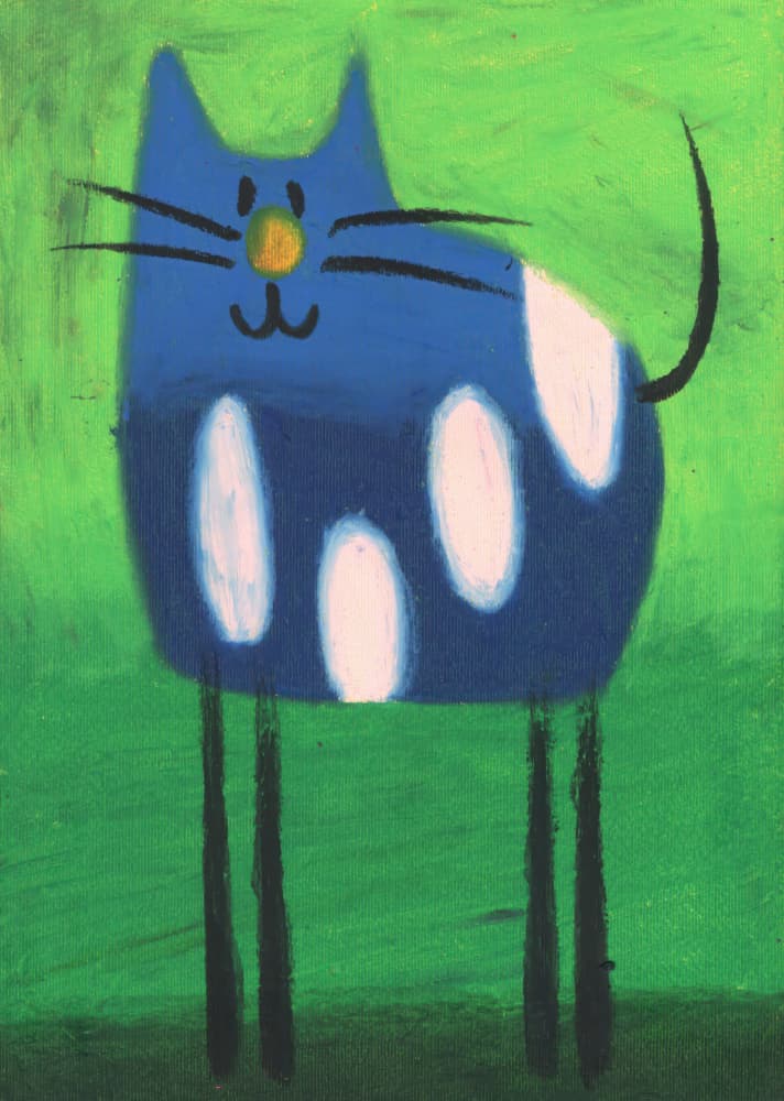 Whimsical Blue Cat by Kulik — canvas wall art