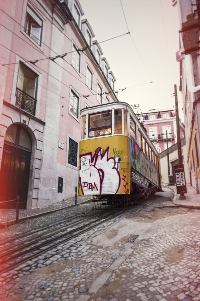 Historic Graffiti Tram by Lynann Colligan — canvas wall art