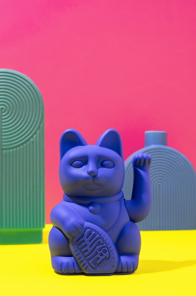 Purple Lucky Cat Still Life by Julia Ramiro — canvas wall art