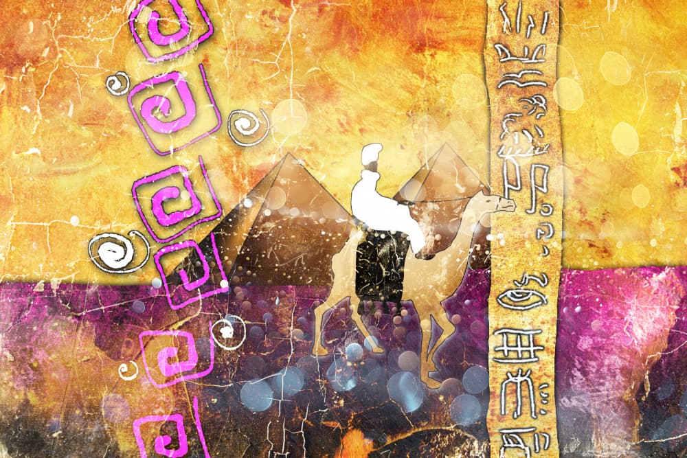 Camel Pyramids Hieroglyphs by Rafal Kulik — canvas wall art