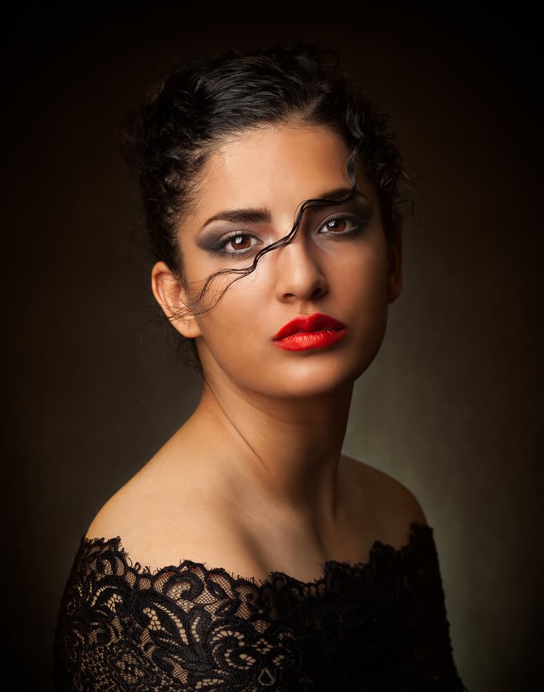 Dramatic Beauty Red Lips by Mehdi Mokhtari — canvas wall art