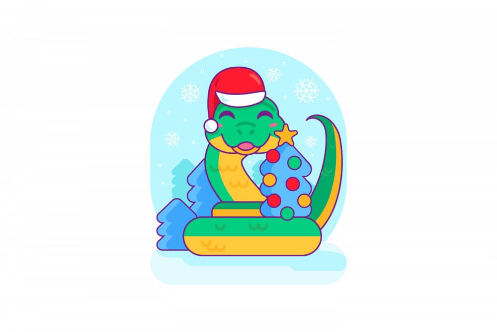 Smiling Christmas Snake by Marika Barsrsind β canvas wall art