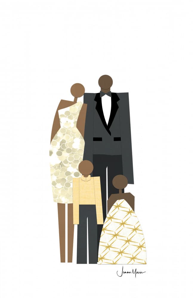 Elegant Black Family Portrait by Jemma Morris — canvas wall art