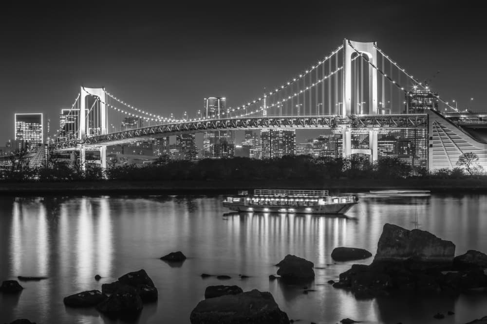 Tokyo Bridge Night Glow by Melanie Viola — canvas wall art