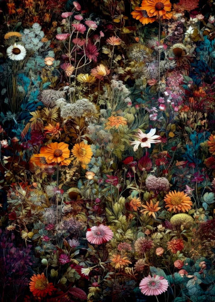 Vibrant Garden Blooms by Justyna Jaszke — canvas wall art