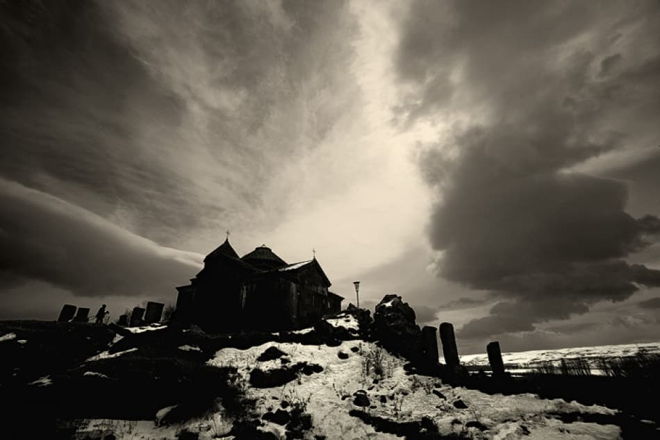 Ancient Church Silhouette by Suren Manvelyan — canvas wall art
