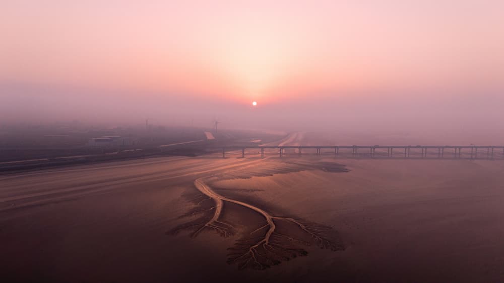 Misty River Sunrise by Grace Guo APA — canvas wall art