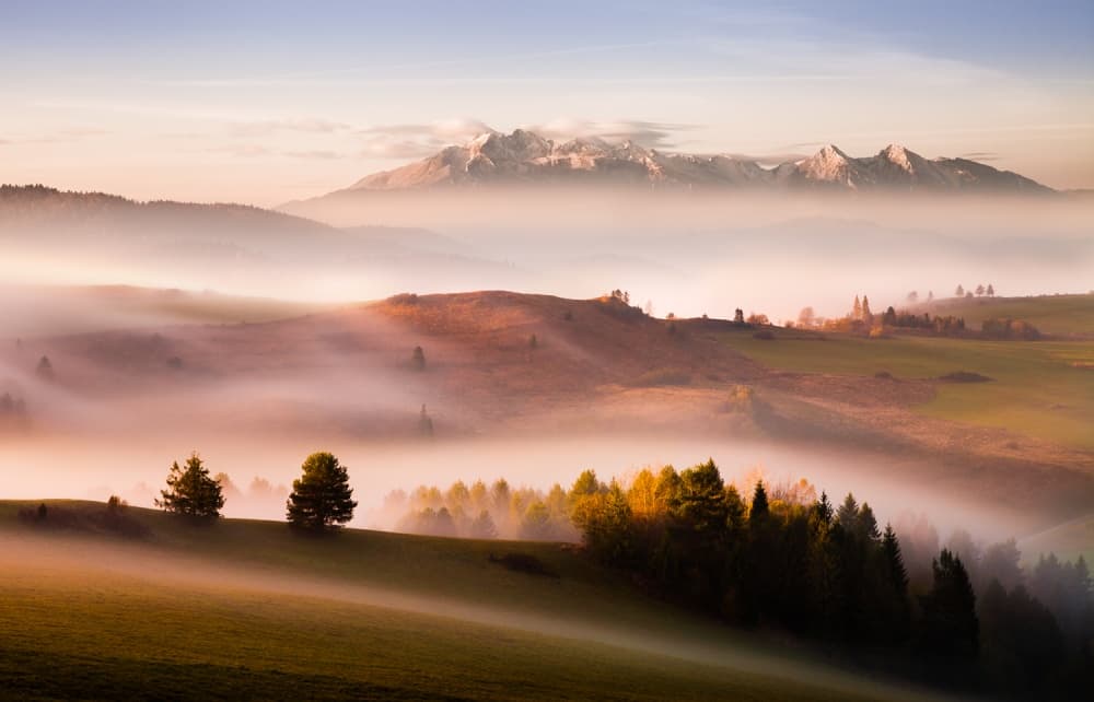 Misty Mountain Sunrise by Peter Svoboda MQEP — canvas wall art