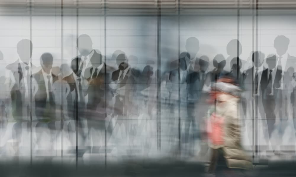 Blurred Business People by Hilde Ghesquiere — canvas wall art