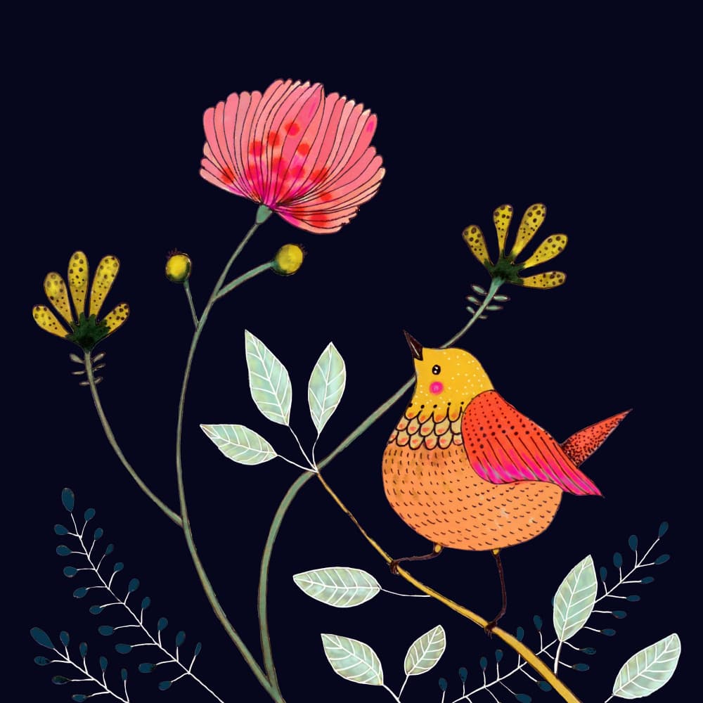 Whimsical Bird Garden by Sylvie Demers — canvas wall art