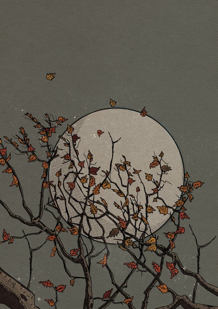 Autumn Moon Branches by Nicholas — canvas wall art