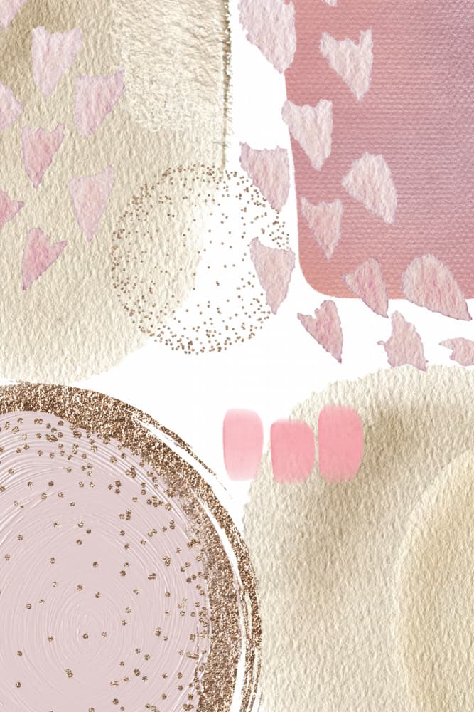 Pink Gold Abstract Hearts by Sally Ann Moss — canvas wall art